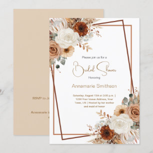 Invitación Flores de otoño (Fall) Wreath geométrica ducha de