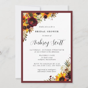 Invitación Flores de Otoño Girasol Rosa Despedida de Soltera