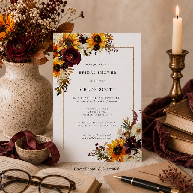 Invitación Flores de Otoño Girasol Rosa Despedida de Soltera (Subido por el creador)