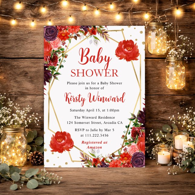 Invitación Flores de Otoño Naranjas y Marrones para Baby Show (Subido por el creador)