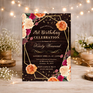 Invitación Flores de otoño rojas y Naranjas