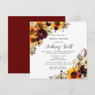 Invitación Flores de otoño Rosa de girasol ducha de novia
