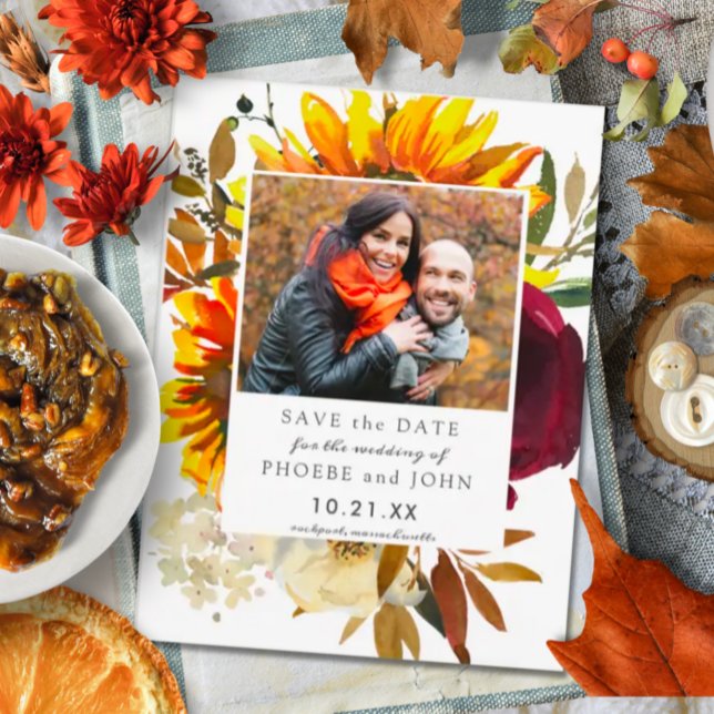 Invitación Flores de otoño salvan la fecha (Subido por el creador)