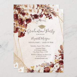 Invitación Flores de otoño,Tapón de grado,Graduación