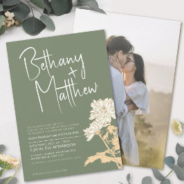 Invitación Flores de otoño verdes de sabio boda de escritura 