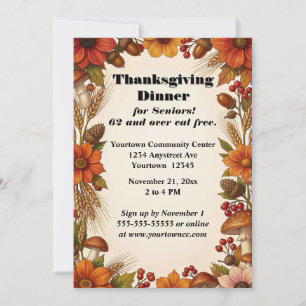 Invitación Flores de otoño y trigo de Acción de Gracias