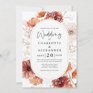 Invitación Flores de Óxido de Terracota Boho Otoño 