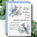 Invitación Flores de pájaro de Jay Azul Springtime cumpleaños<br><div class="desc">Invitación a la fiesta de cumpleaños número 60 con pinturas de hermosos Blue Jays sentados entre flores en las ramas de un árbol. Contáctame para obtener ayuda con tus personalizaciones o para solicitar productos adicionales de correspondencias o coordinación de Zazzle para tu celebración.</div>