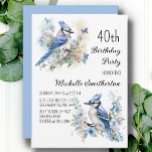 Invitación Flores de pájaro Jay Azul Flores Springtime 40 cum<br><div class="desc">Invitación a la fiesta de cumpleaños número 40 con pinturas de hermosos Blue Jays sentados entre flores en las ramas de un árbol. Contáctame para obtener ayuda con tus personalizaciones o para solicitar productos adicionales de correspondencias o coordinación de Zazzle para tu celebración.</div>