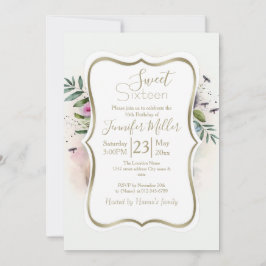 Invitación Flores de Panda Acuarela                          
