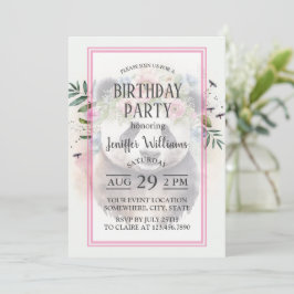 Invitación Flores de Panda Acuarela                   