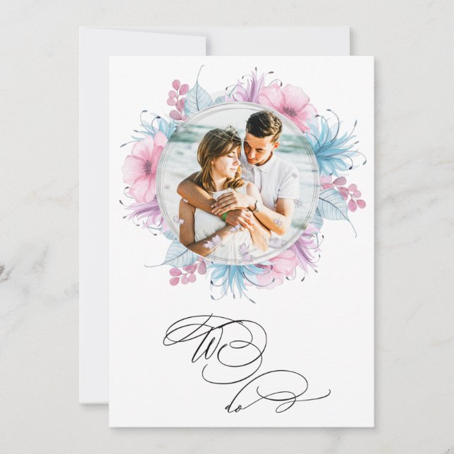 Invitación *~* Flores de pareja FOTO RSVP + QR AR AR6 Boda en (Anverso)