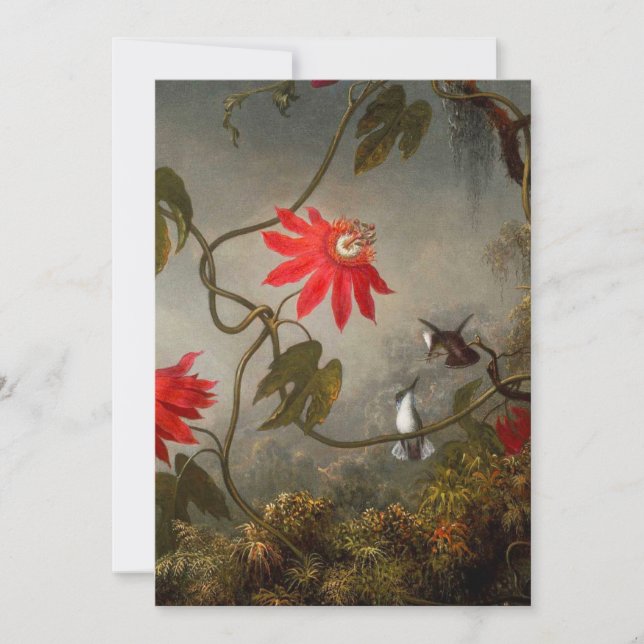 Invitación Flores de pasión con cabeza de Hummingbirds (Anverso)