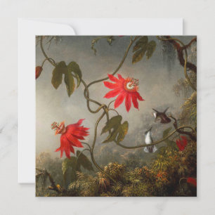 Invitación Flores de pasión con cabeza de Hummingbirds