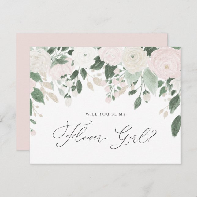 Invitación Flores de Pastel Brillo ¿Quieres Ser Mi Dama de Fl (Anverso / Reverso)