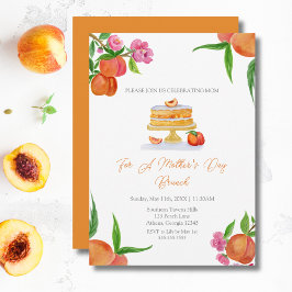 Invitación Flores de pastel de melocotón en acuarela Brunch d