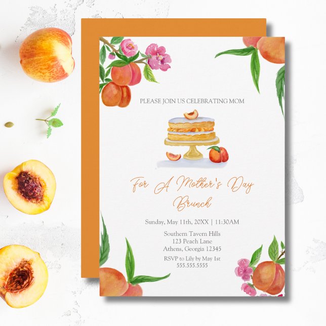 Invitación Flores de pastel de melocotón en acuarela Brunch d (Subido por el creador)
