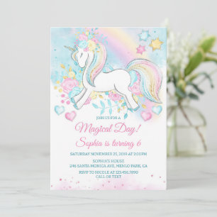 Invitación Flores de pastel mágico de la fiesta de cumpleaños