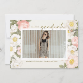 Invitación Flores de pastel ventilado Beige Graduación de fot