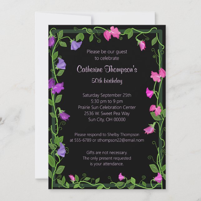 Invitación Flores de pasteles dulces (Anverso)