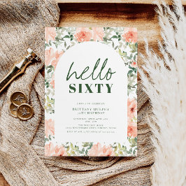 Invitación Flores de Peach Arch Elegant Vintage 60 cumpleaños
