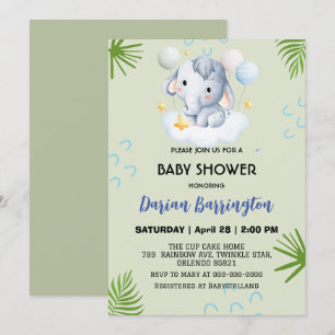 Invitación Flores de peine rosado de elefante cubano bebé duc