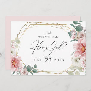 Invitación Flores De Peones Rosados Serás Mi Niña Flor
