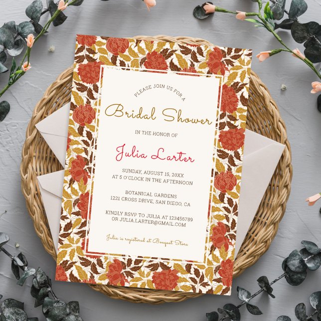 Invitación Flores de peonía naranja polvorientas Caída Ducha  (Subido por el creador)