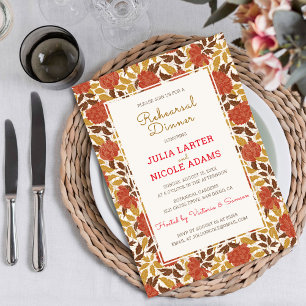 Invitación Flores de peonía naranja polvorientas cena de ensa