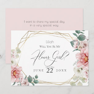 Invitación Flores de Peonía Rosadas ¿Serás mi niña de las flo
