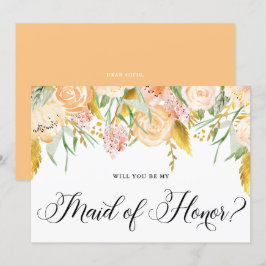 Invitación Flores de plata dorada serás mi empleada de honor