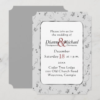 Invitación Flores de plata en Boda gris