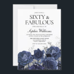 Invitación Flores de plata y marina 60 cumpleaños fabuloso<br><div class="desc">Flores marinas y plateadas 60 cumpleaños Fabulous Invitation Ver la colección de correspondencias en Nicho y Nest Store</div>