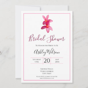 Invitación Flores de Plumeria Rosa, Boda moderno, novia