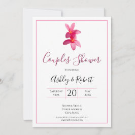 Invitación Flores de Plumeria rosa, Boda moderno, parejas