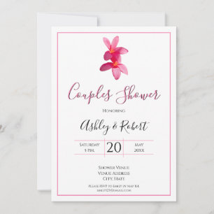 Invitación Flores de Plumeria rosa, Boda moderno, parejas