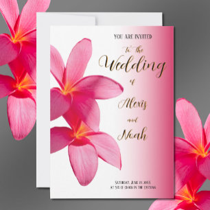 Invitación Flores de Plumeria rosa en rosa, floral, Boda
