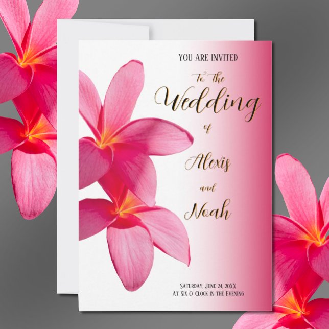 Invitación Flores de Plumeria rosa en rosa, floral, Boda (Subido por el creador)