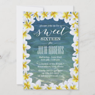 Invitación Flores de Plumeria Tropical Beach Sweet 16