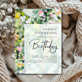 Invitación Flores de pradera elegante cumpleaños