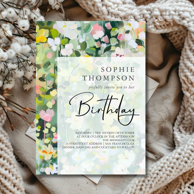 Invitación Flores de pradera elegante cumpleaños (Subido por el creador)