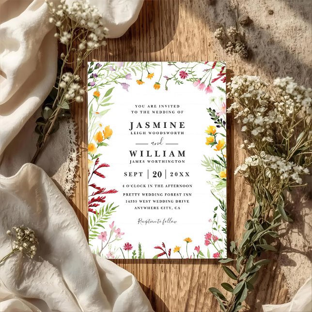 Invitación Flores de pradera Flores silvestres rústico código (Subido por el creador)