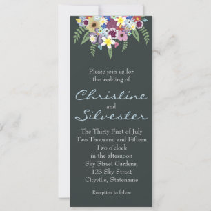 Invitación Flores de primavera, 4x9.25 boda
