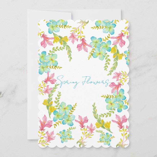 Invitación Flores de primavera acuarela (Anverso)
