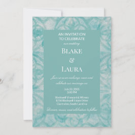 Invitación Flores de primavera azul verdoso Batik personaliza