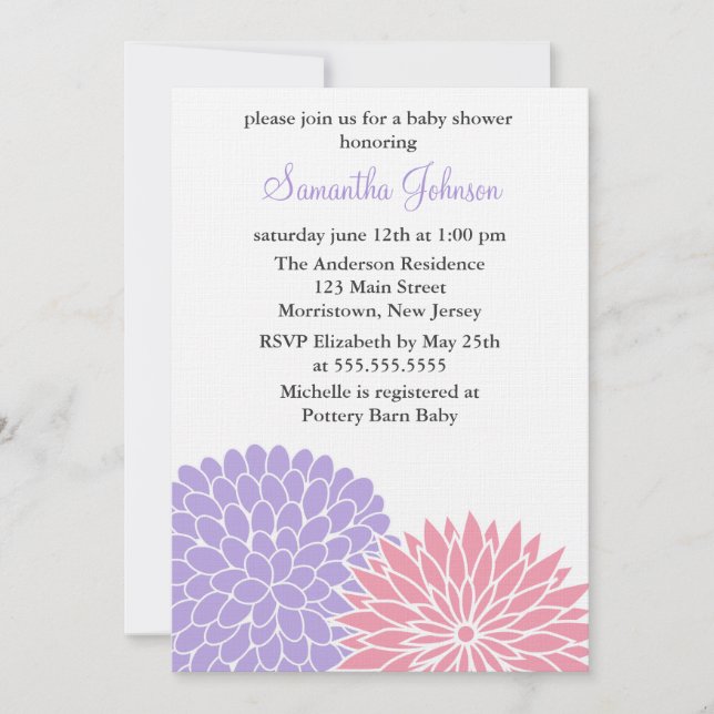 Invitación Flores de primavera Baby Shower (Anverso)