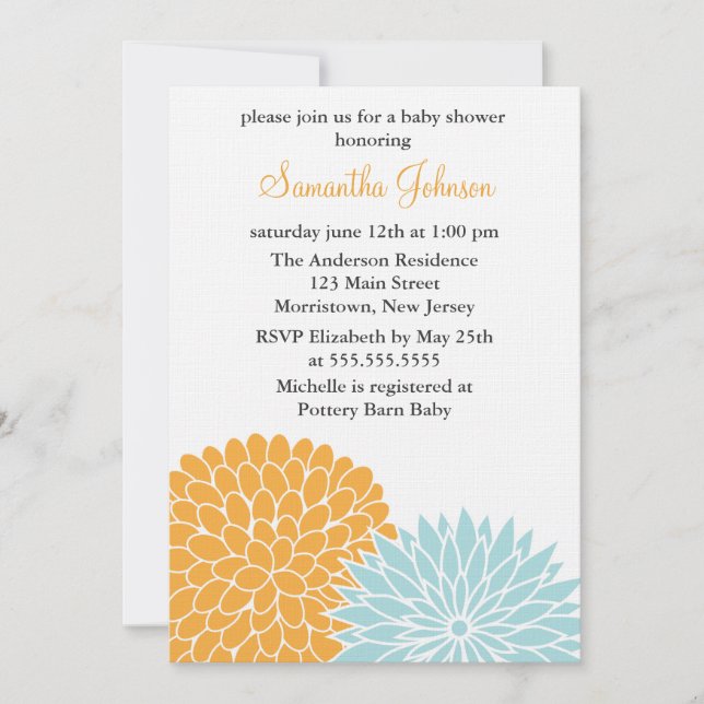 Invitación Flores de primavera Baby Shower (Anverso)