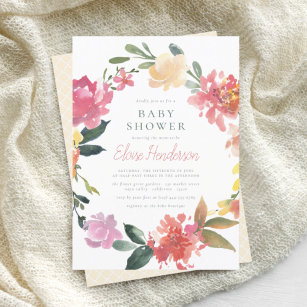 Invitación Flores de primavera   Baby Shower elegante y simpl