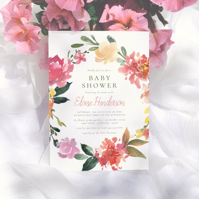 Invitación Flores de primavera | Baby Shower elegante y simpl (Subido por el creador)