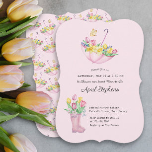 Invitación Flores de primavera bañan Baby Shower rosado de ma